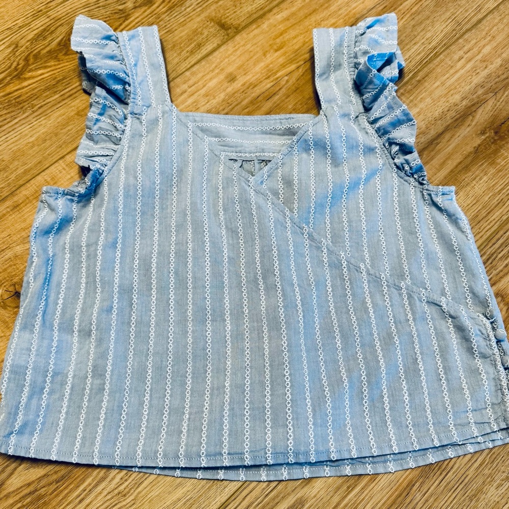 Madewell Light Blue Embroidered Top